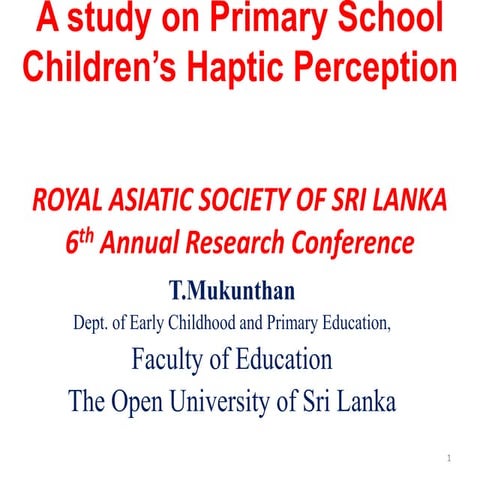 A study on Primary School Children’s Haptic Perception