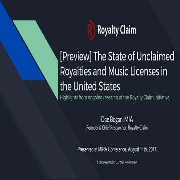 Royalty Claim - [Preview] The State of Unclaimed Royalties and Music Licenses in the United States