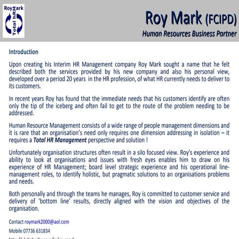 Roy Mark (FCIPD)-Interim short version - Feb 2016