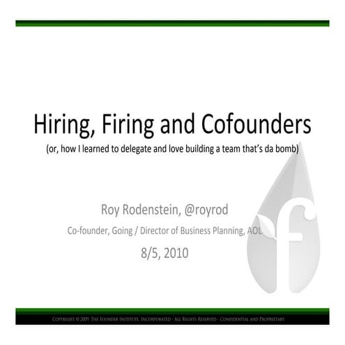 Hiring and Firing Co-founders