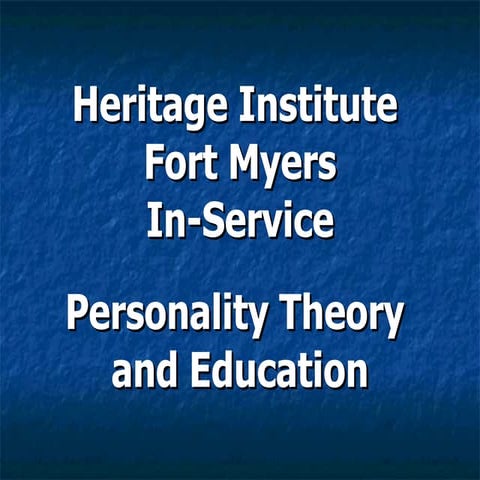 Roy Shaff (Author) MBTI Theory and Education Presentation