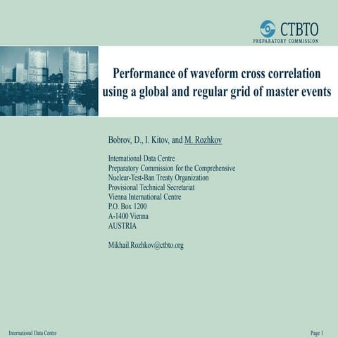 Performance of waveform cross correlation using a global and regular grid of ...