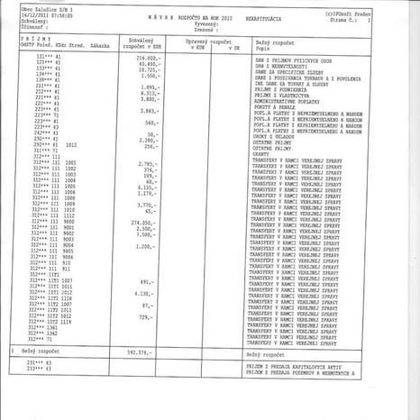 Rozpočet Zalužice 2012