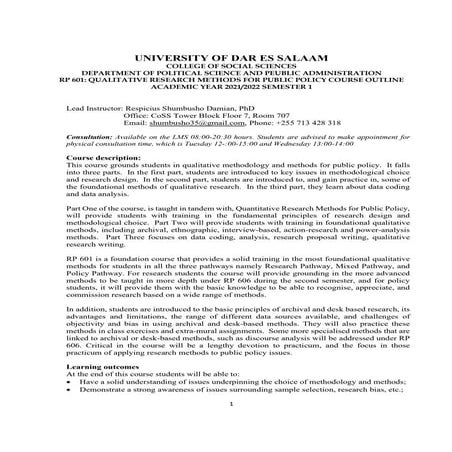 Rp 601 courseoutline for academic year 2021 2022