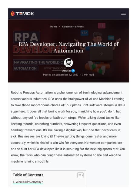 RPA Developer: Navigating The World of Automation