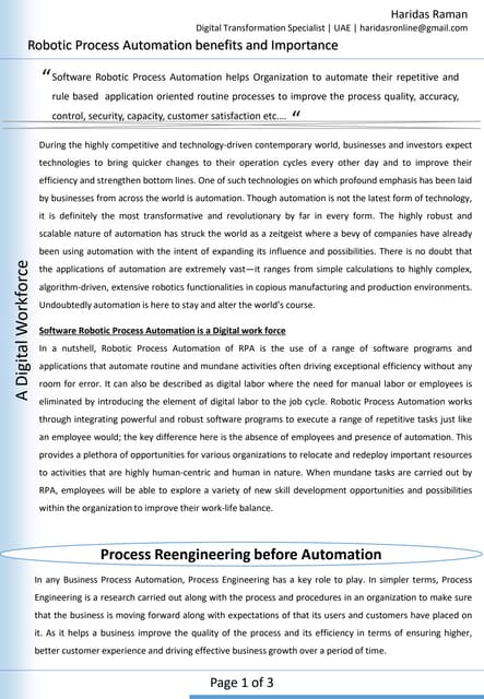 Robotic Process Automation Benefits and Importance