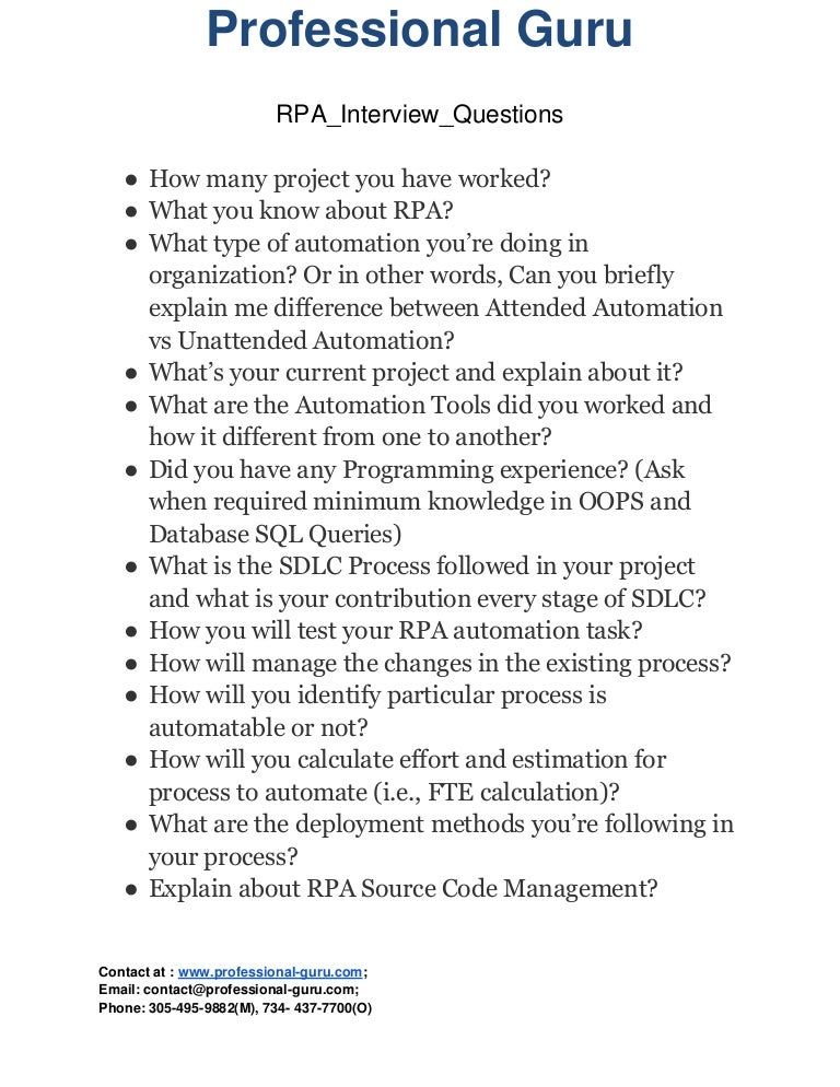Rpa interview questions