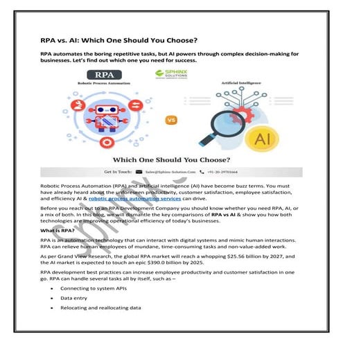 Key Differences Between RPA and AI | DOCX