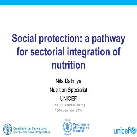 Social protection: A pathway for sectorial integration of nutrition