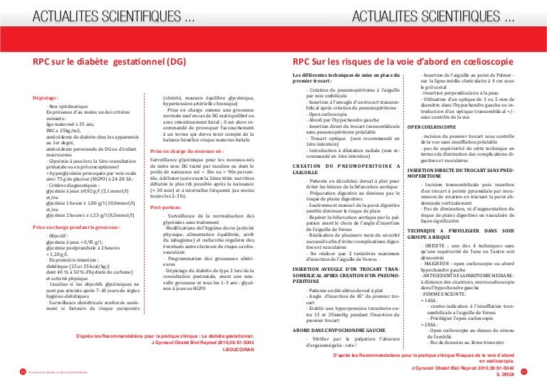 Rpc Sur Le Diabete Gestationnel Dg