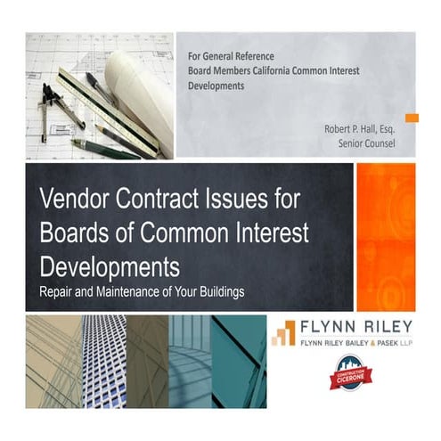 Vendor Contract Issues for Boards of Common Interest Developments