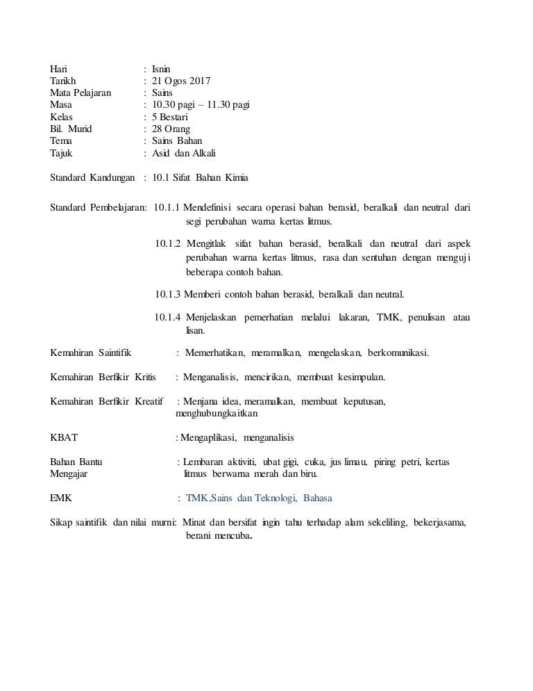 Rph Sains Tahun 5 Topik 10 10 1 Sifat Kimia Bahan