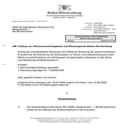 Rpk54.3 Gkm Entscheidung Wasserrecht