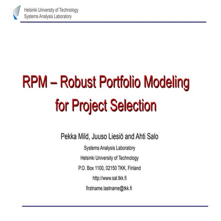 Robust Portfolio Modeling for Project Selection under Incomplete ...