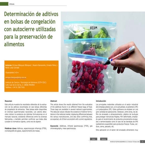 Aditivos en bolsas de congelación