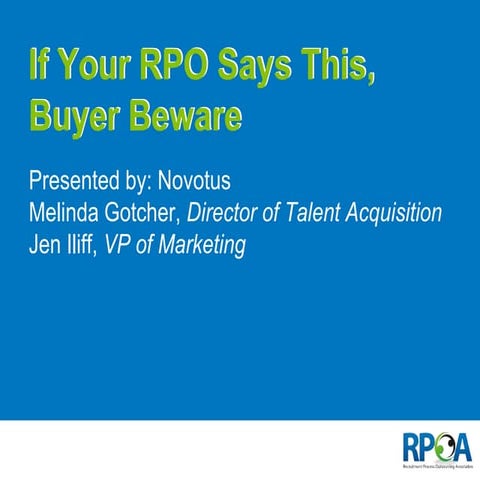 Recruitment Process Outsourcing - Buyers Beware webinar 
