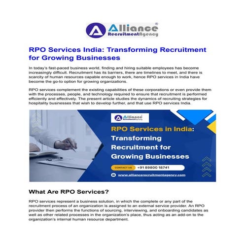 recruitment process outsourcing companies India | PDF