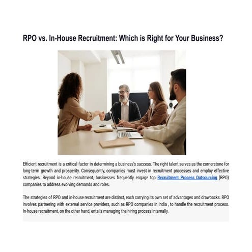 RPO vs. In-House Recruitment: Which is Right for Your Business? | PPT
