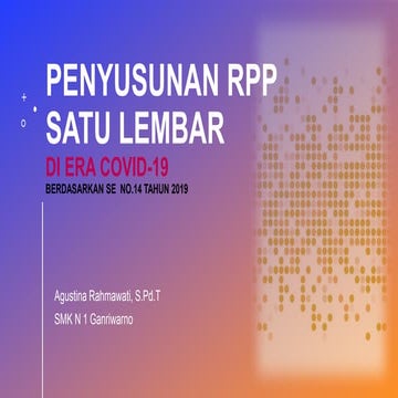 PENYUSUNAN RPP KURIKULUM 2013 (Berdasarkan SE No 14 Tahun 2019).pptx