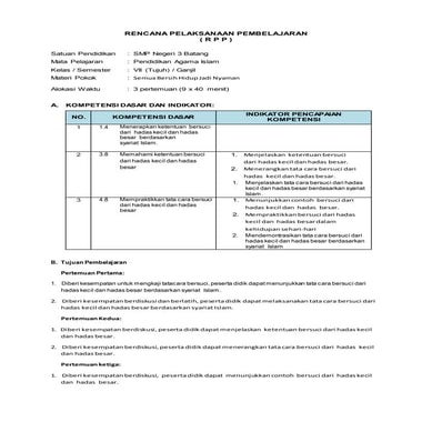 Rpp bab-4 (semua bersih hidup jadi nyaman) | DOCX
