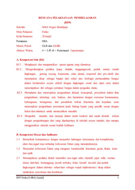 Rpp Fisika Glb Dan Glbb Pdf