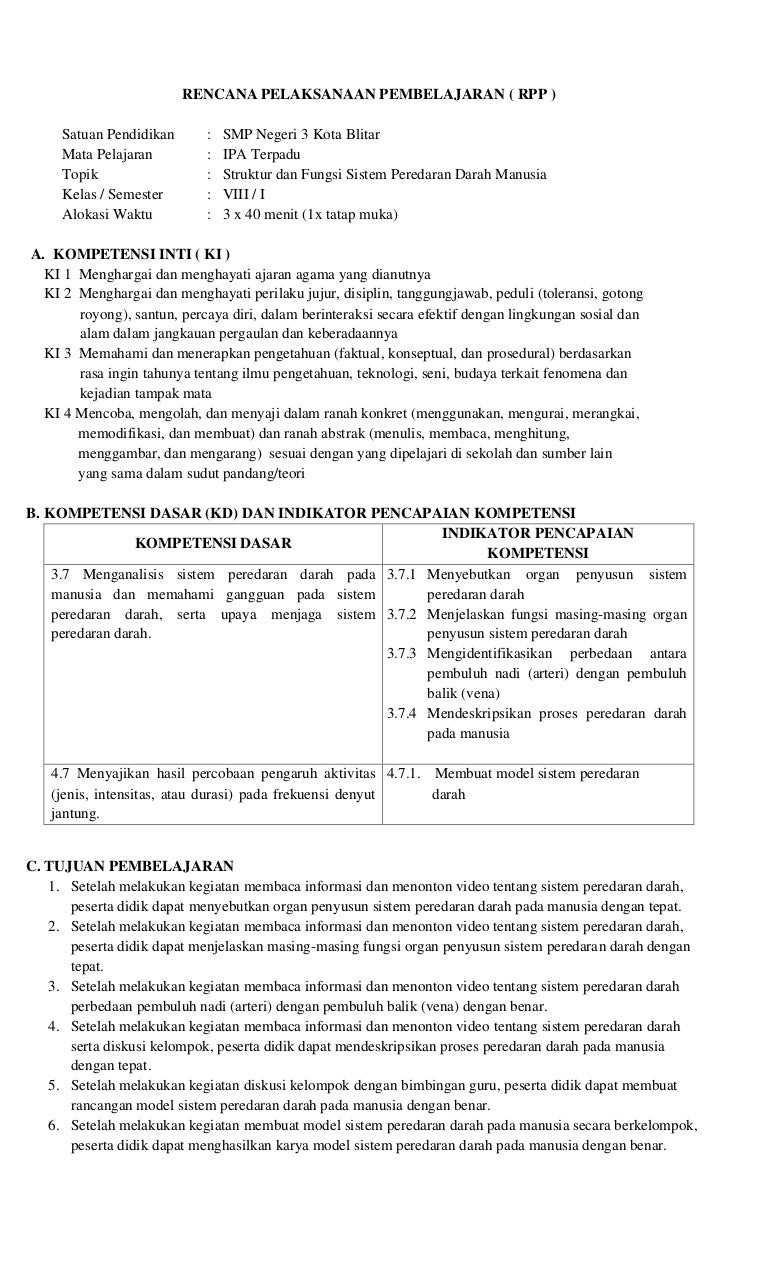 Rpp Blended Learning Ipa Smp Pdf