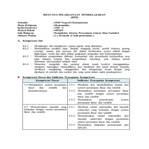 RPP - Pemodelan SPLDV