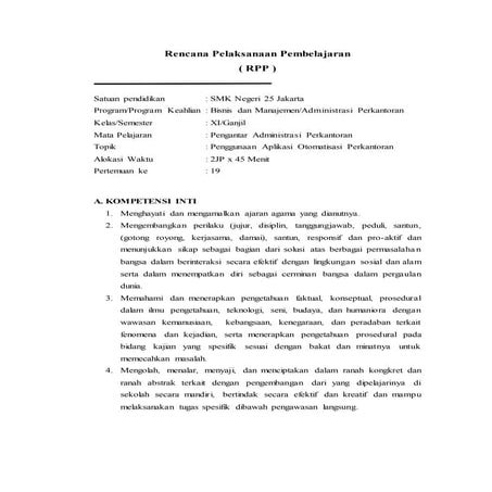 Rpp bekerja dengan ms word | DOC
