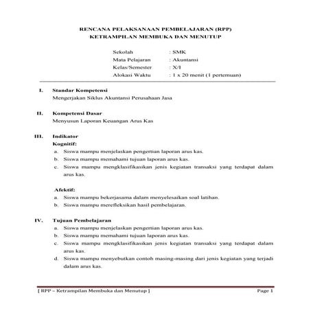Rpp 1 membuka dan menutup