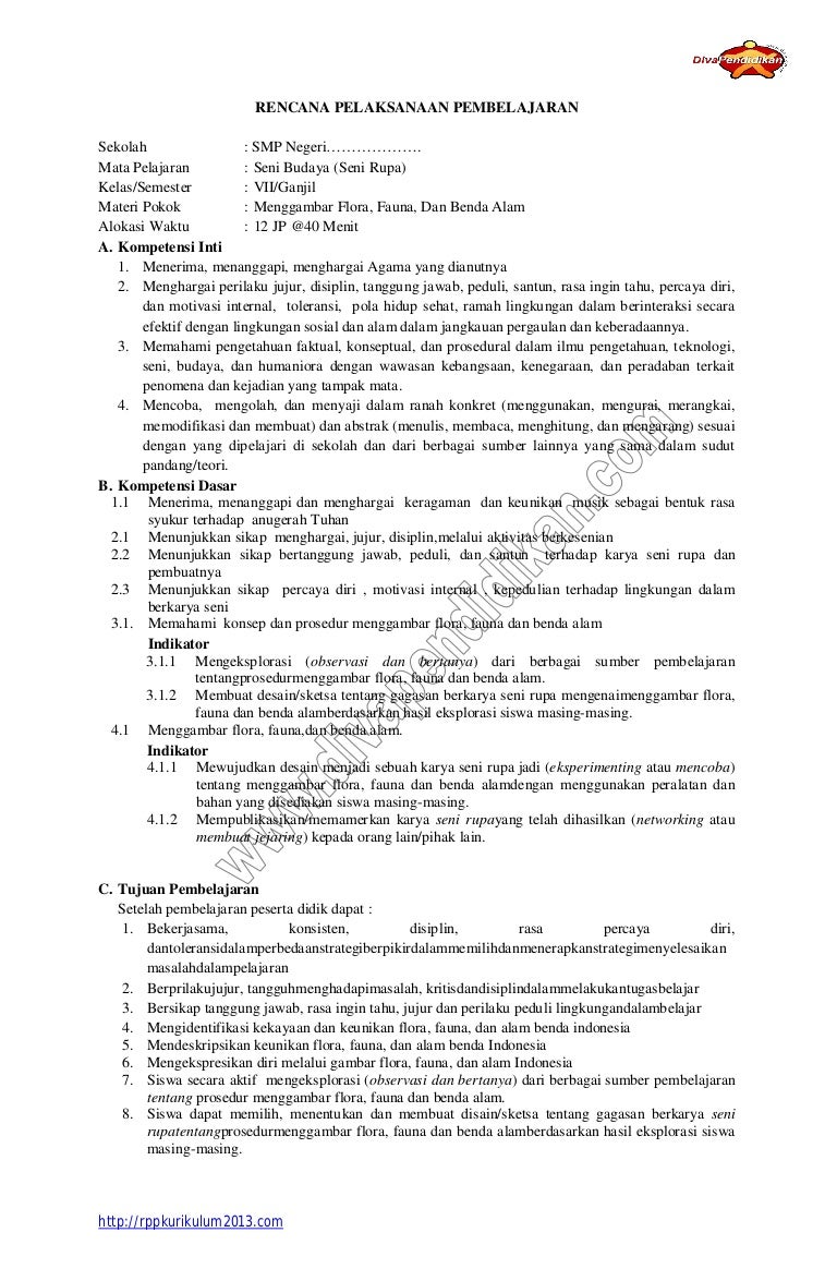 46 Rpp Adiwiyata Kurikulum 2013 Mapel Seni Download