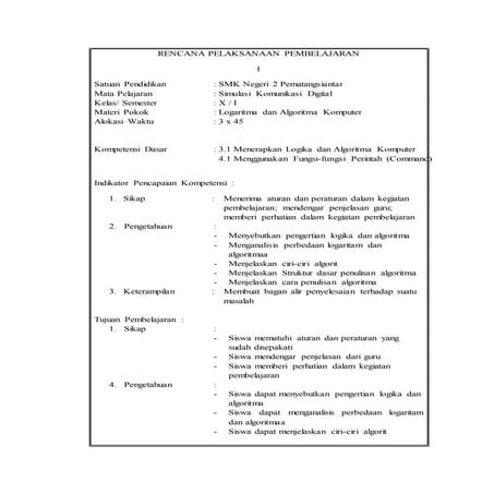 Rpp 1 Simulasi dan Komunikasi Digital | DOCX
