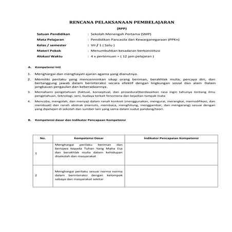 Rpp k13 pkn smp ; perumusan & pengesahan | DOC