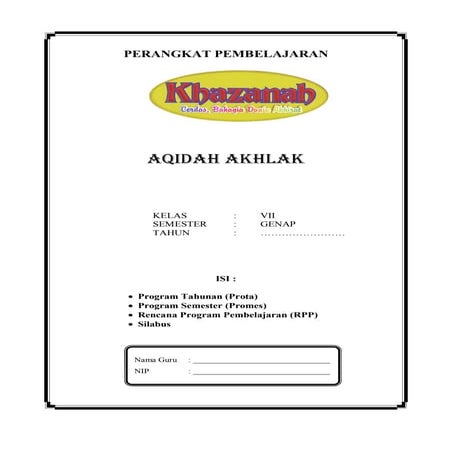 Rpp Akidah Akhlak Kelas VII Semester Genap
