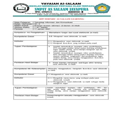 Rpp as salaam learning tik pertemuan 1
