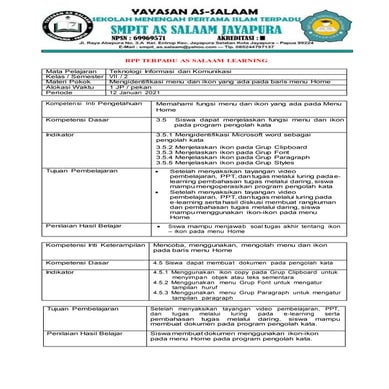 Rpp as salaam learning tik pertemuan 1