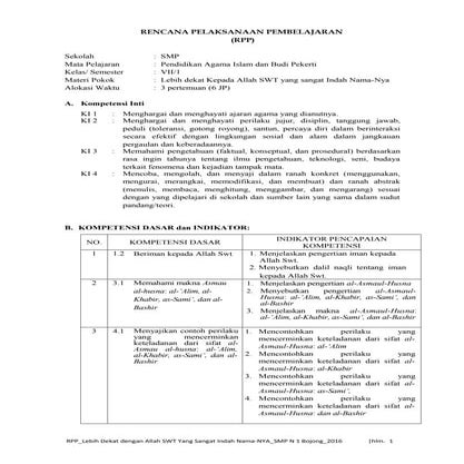 Rpp bab 3 (asmaul husna)