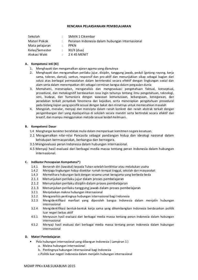 Rpp Bab 5 Ppkn Sma Kelas Xii Kurnas