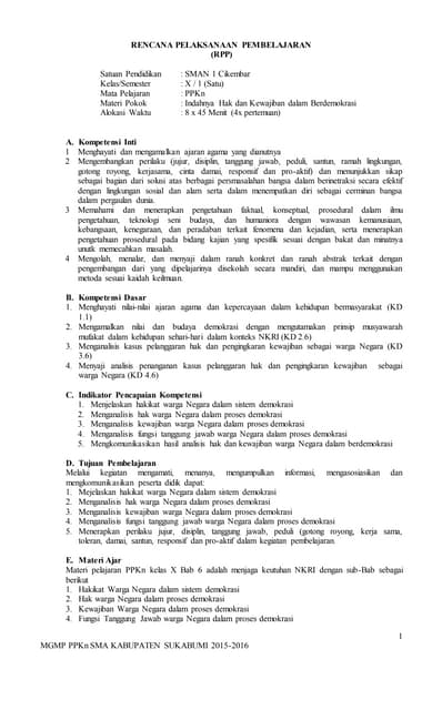 Rpp bab 6 ppkn sma kelas x kurnas