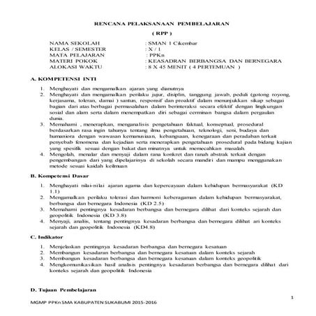 RPP PKN X Kurikulum 2013 Rpp 10 | DOCX