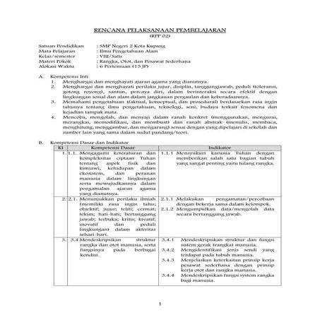 RPP IPA BAB II KELAS 8 SEMESTER I