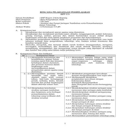 RPP IPA BAB III KELAS 8 SEMESTER I