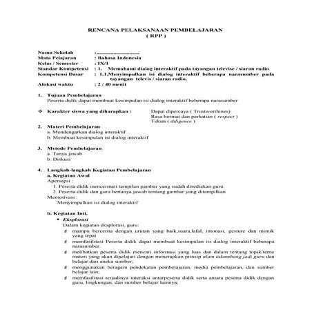 Rpp bahasa indonesiaberkaraktersmpkelasixsms1bagus