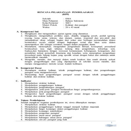 Rpp bahas indonesia sma xii bab 4 | DOCX