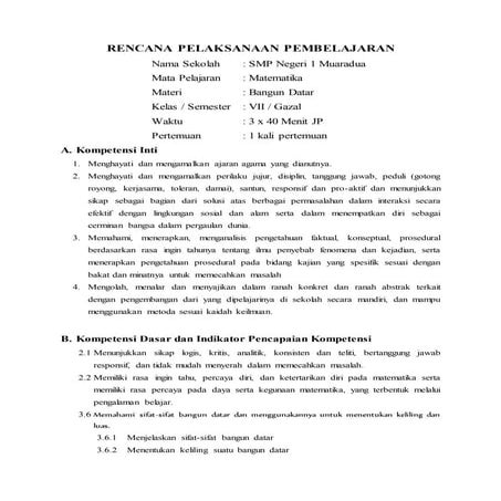 contoh RPP Matematika SMP | DOCX