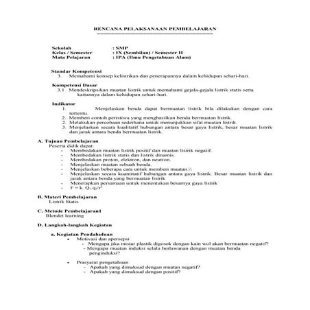 Rpp bidang studi ipa smp