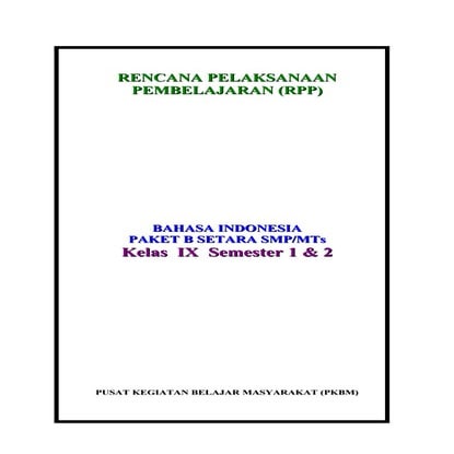 RPP Bahasa Indonesia Paket B Kelas 9 | DOC