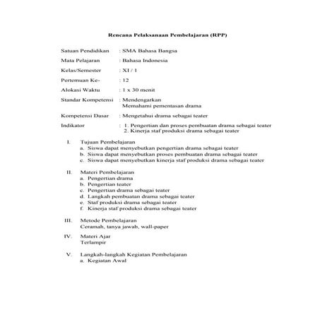 Rpp drama sebagai teater