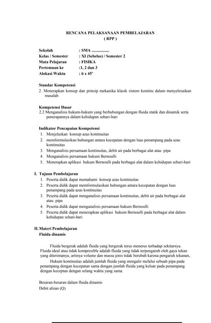 2. rpp dan penilaian kd 3.3 fluida statis tekanan hidrostatis | PDF