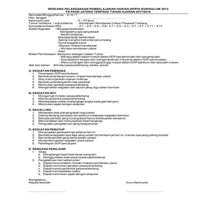 Rpph tk a smt2 minggu 05 - kendaraan udara | DOCX