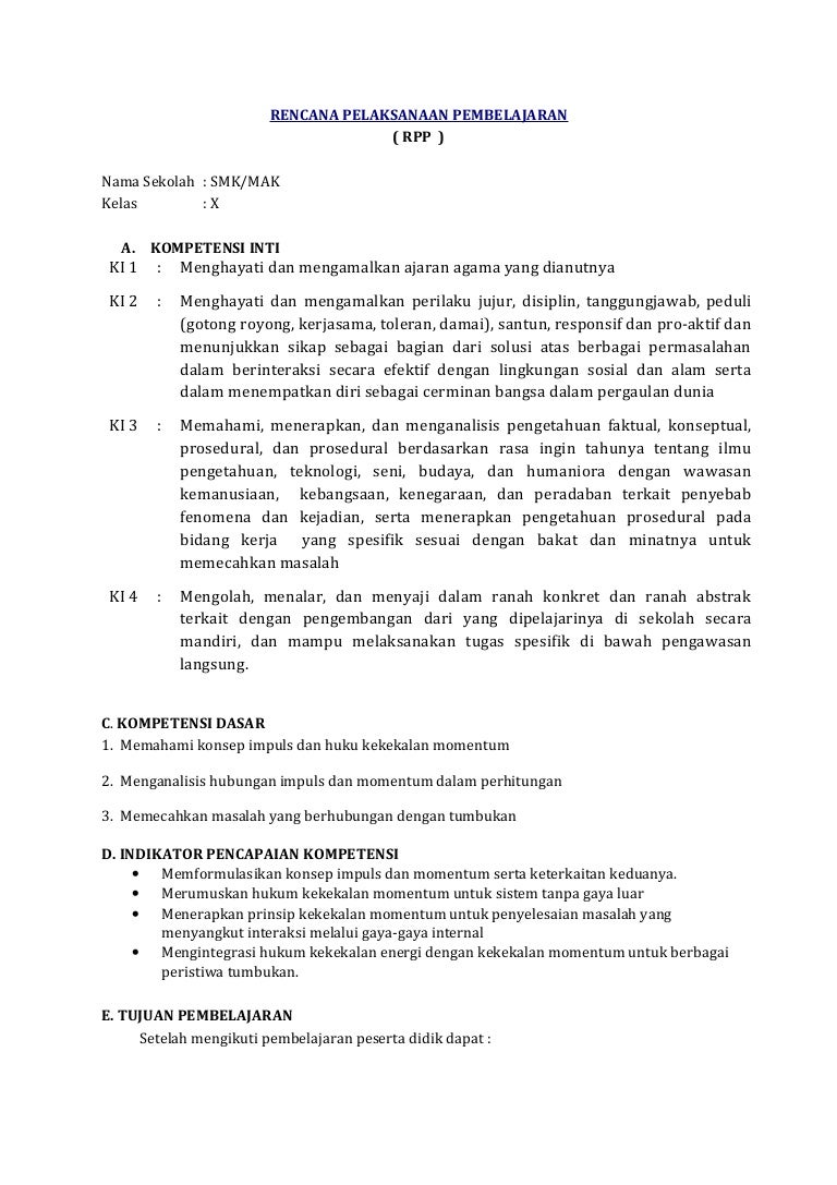Rpp Impuls Dan Momentum